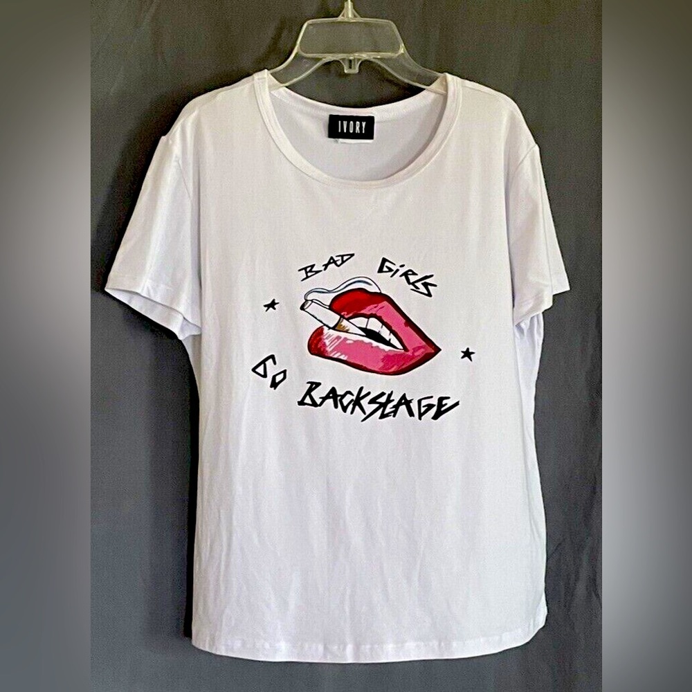 NWOT Ivory Bad Girls Go Backstage T-Shirt